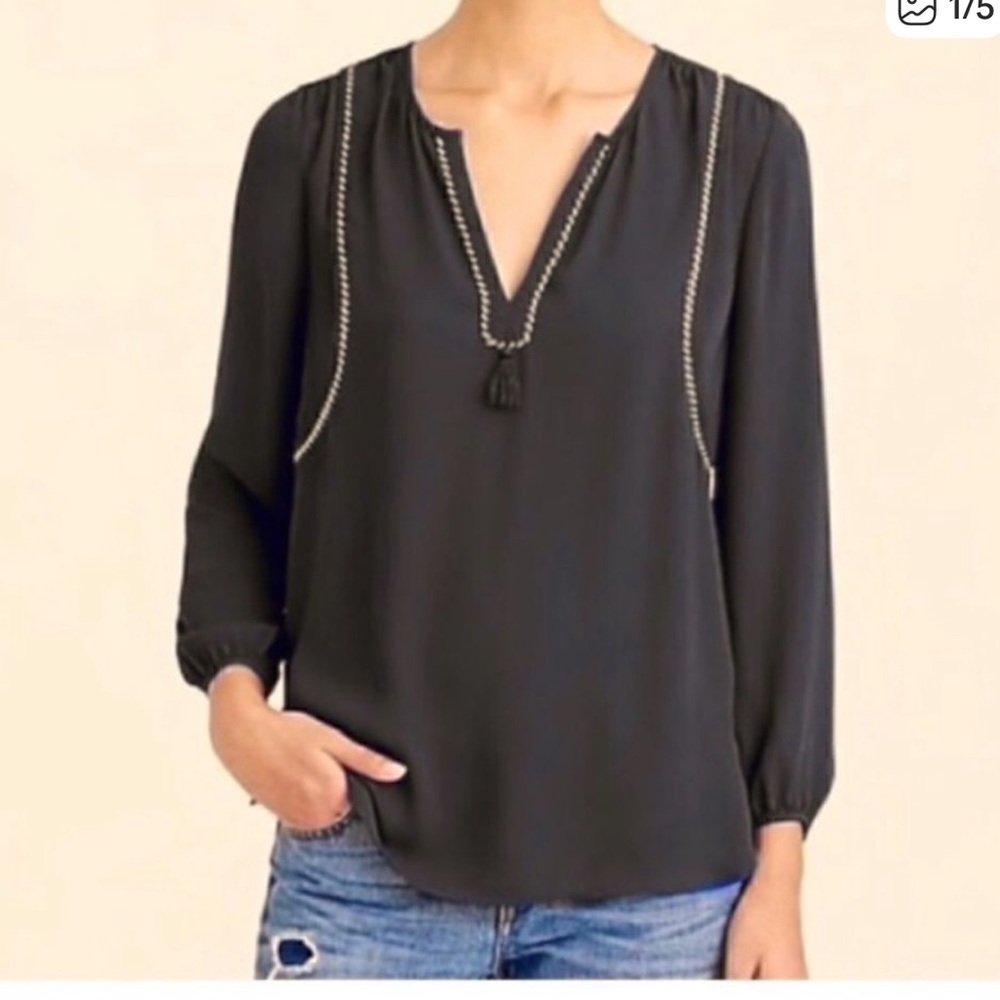 🖤Jcrew🖤GUC S6 Black Silk Tassel Top.